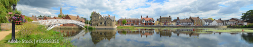 Panorama of the Causeway, Town Offices and Chinese Bridge at Godmanchester Cambridgeshire England,
