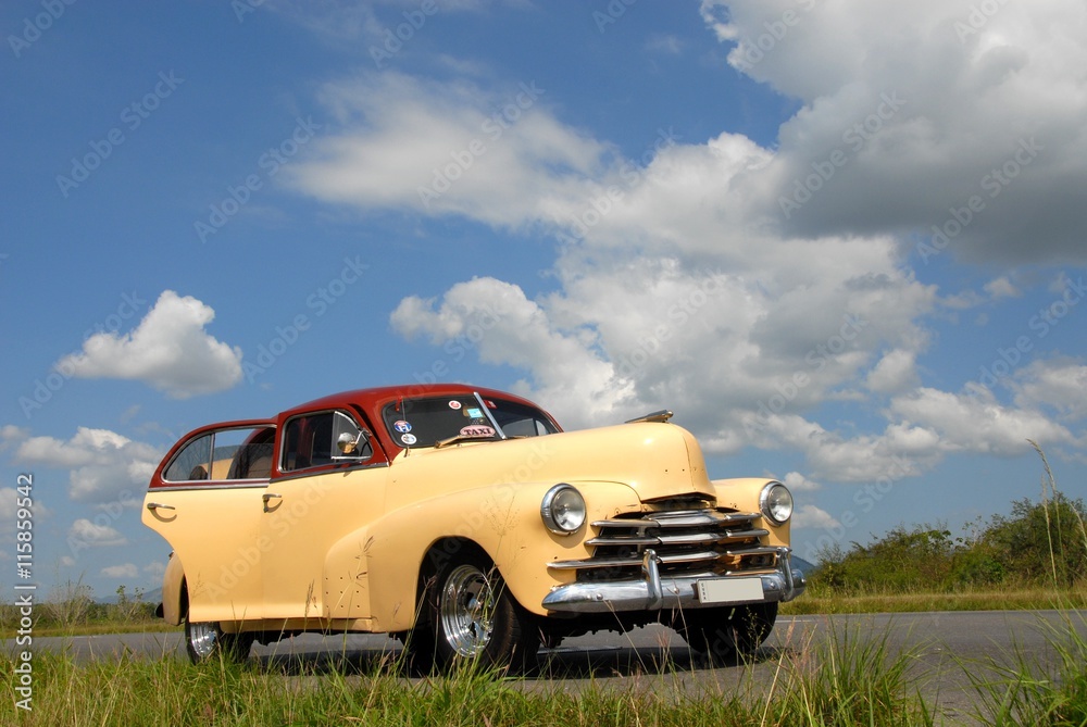 Classic American car on street near Havana,CUBA. Classic American car on street near Havana,CUBA.