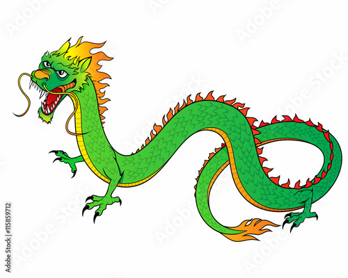 Green Chinese Dragon Vector Illustration