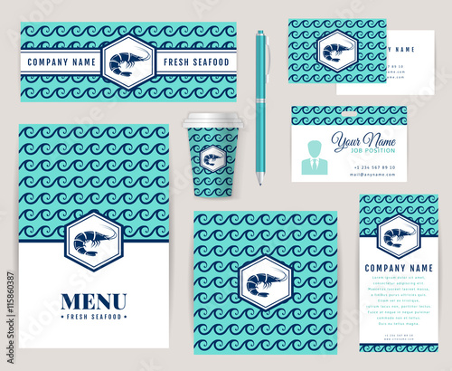 Corporate identity for an seafood restaurant.