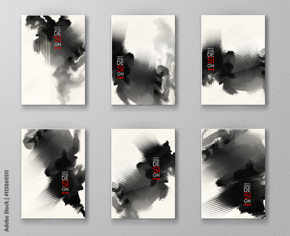 Elegant brochure template design with ink brush elements