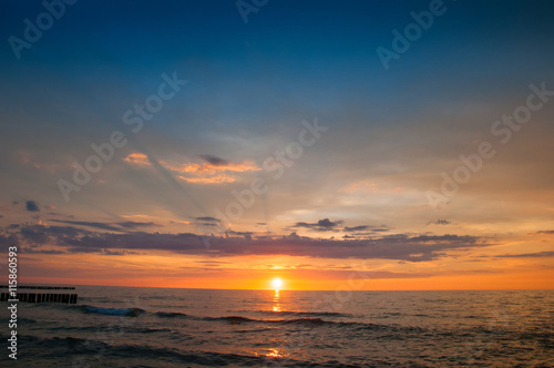 Majestic sunset over sea