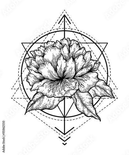 Fototapeta Abstrakcyjny kwiatowy tatuaż