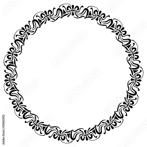 Round elegant frame. Design element for advertisements, logo, banners, labels, prints, posters, web, presentation, invitations, weddings, greeting cards, albums. Vector clip art.