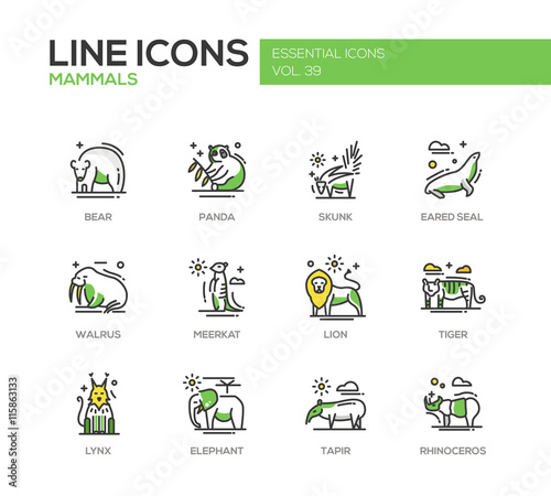 Mammals - line design icons set