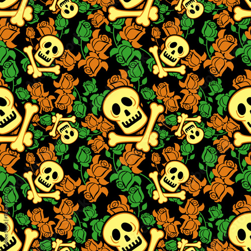 Seamless pattern with skull silhouette. Vector clip art.