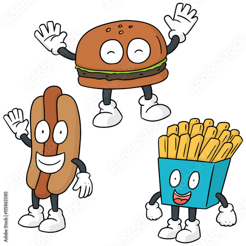 vector set of fastfood cartoon