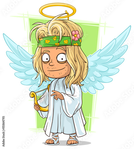 Cartoon good longhair hippie angel