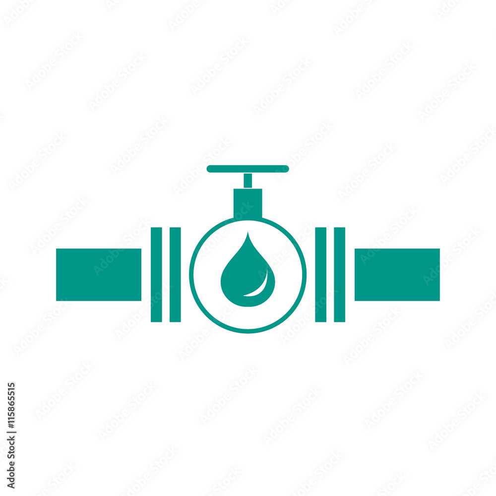 Stylized icon of the pipe with a valve and fuel drops Stylized icon of the pipe with a valve and fuel drops