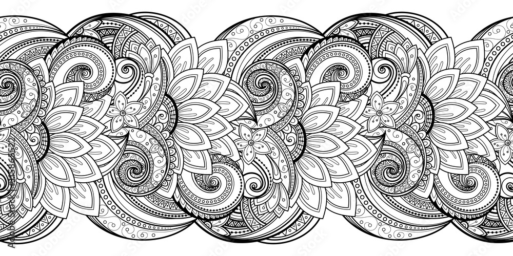 Vector Seamless Monochrome Floral Pattern