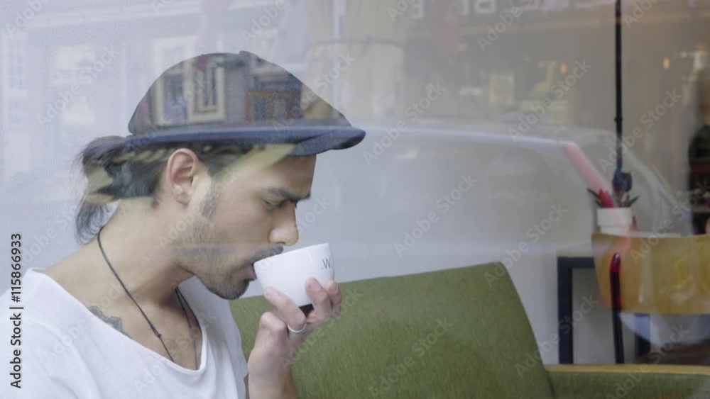 Man drinking coffee
