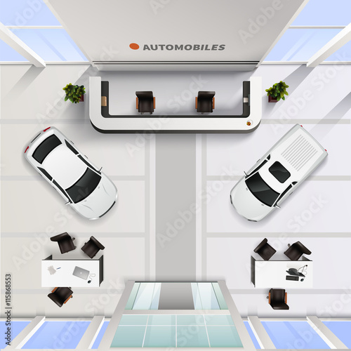 Top View Office Interior Of Automobile Salon