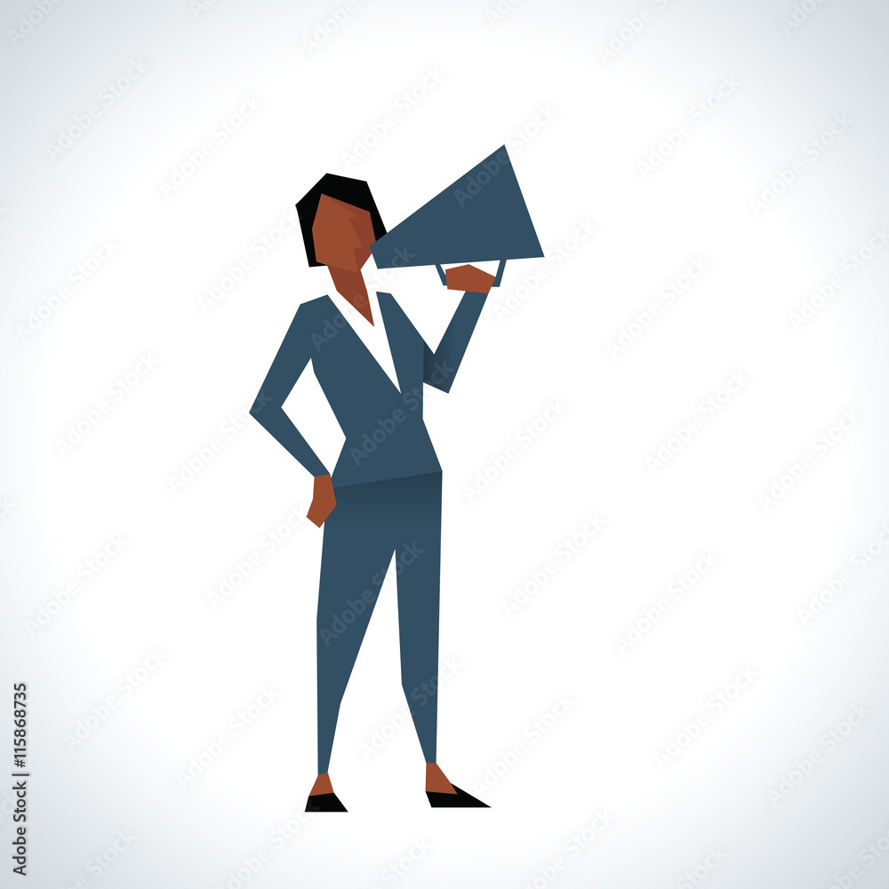 Illustration Of Businesswoman Speaking Through Megaphone Illustration Of Businesswoman Speaking Through Megaphone