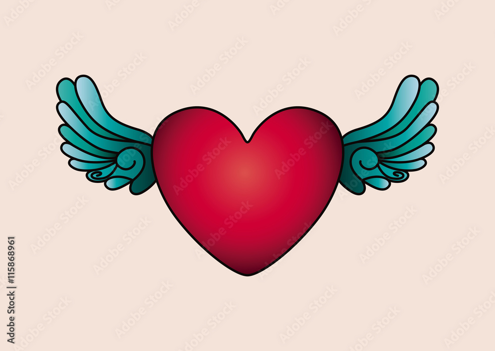 heart and wings tattoo isolated icon design, vector illustration graphic heart and wings tattoo isolated icon design, vector illustration graphic