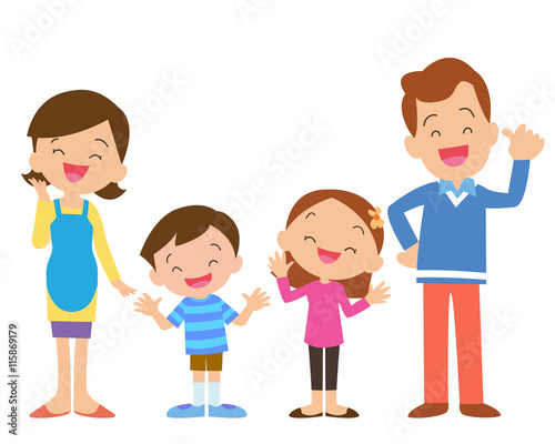 four member family posing