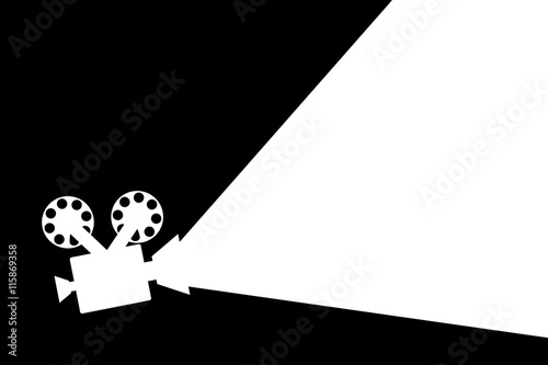 Movie projector black and white flat design