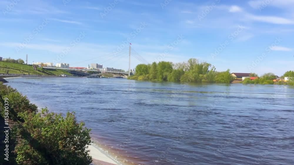 The rapid flow of the river, the promenade in the city center The rapid flow of the river, the promenade in the city center