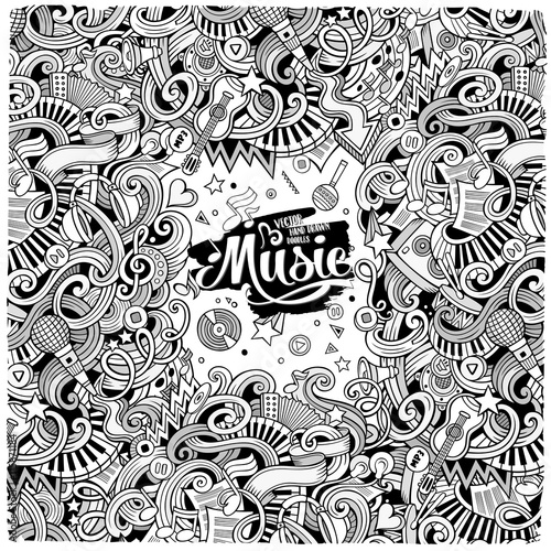 Cartoon hand-drawn doodles Musical illustration