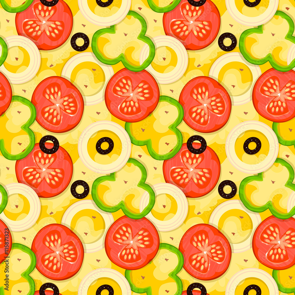 Pizza vector seamless pattern