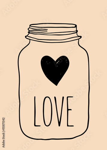 Illustration of hand drawn doodle jar isolated on white background