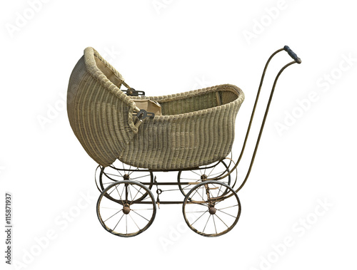 Old wicker baby carriage