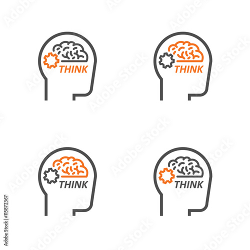 Vector line design logo for think