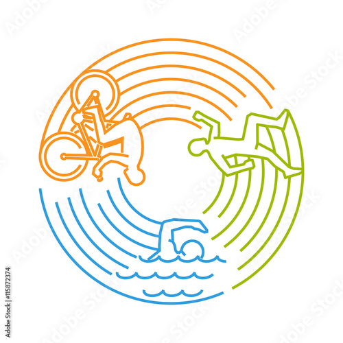 Vector line design concept for triathlon