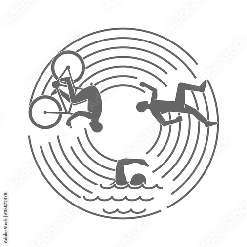 Vector line design concept for triathlon