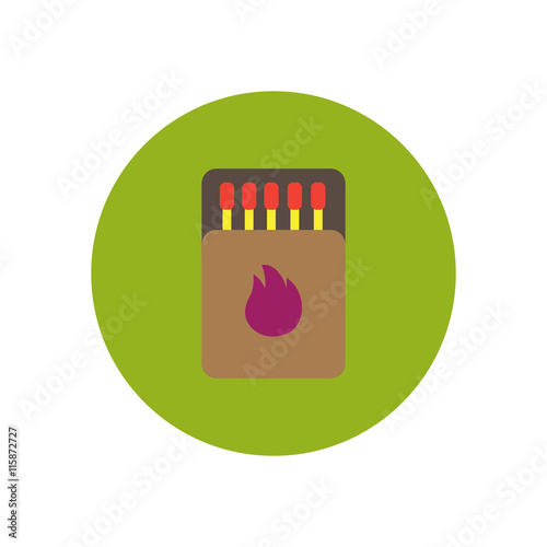stylish icon in circle Matchbox and matches 