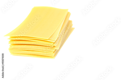 Lasagne sheets pasta isolated on a white