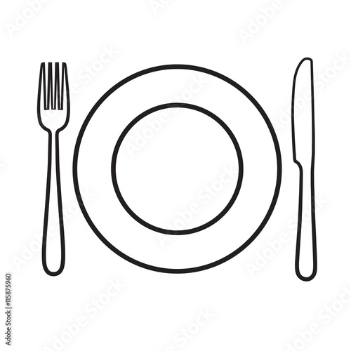 Plate with fork and knife icon, laying the table