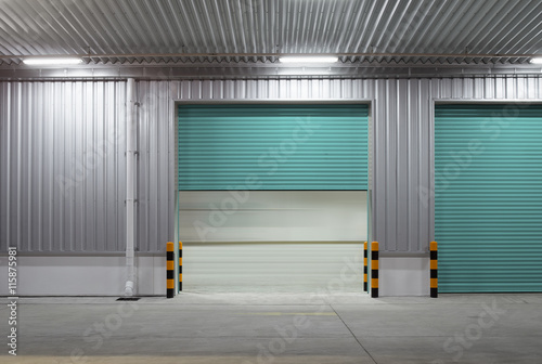 Roller door or roller shutter. Also called security door or security shutter with automatic system. For protection residential and commercial building i.e. house, warehouse, factory, shop and store.