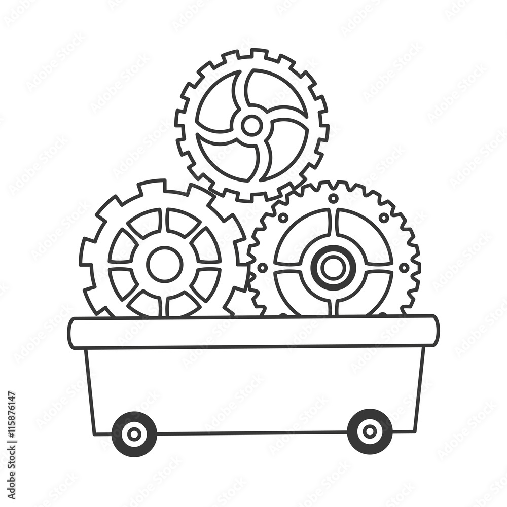 flat design gears in wagon icon vector illustration flat design gears in wagon icon vector illustration