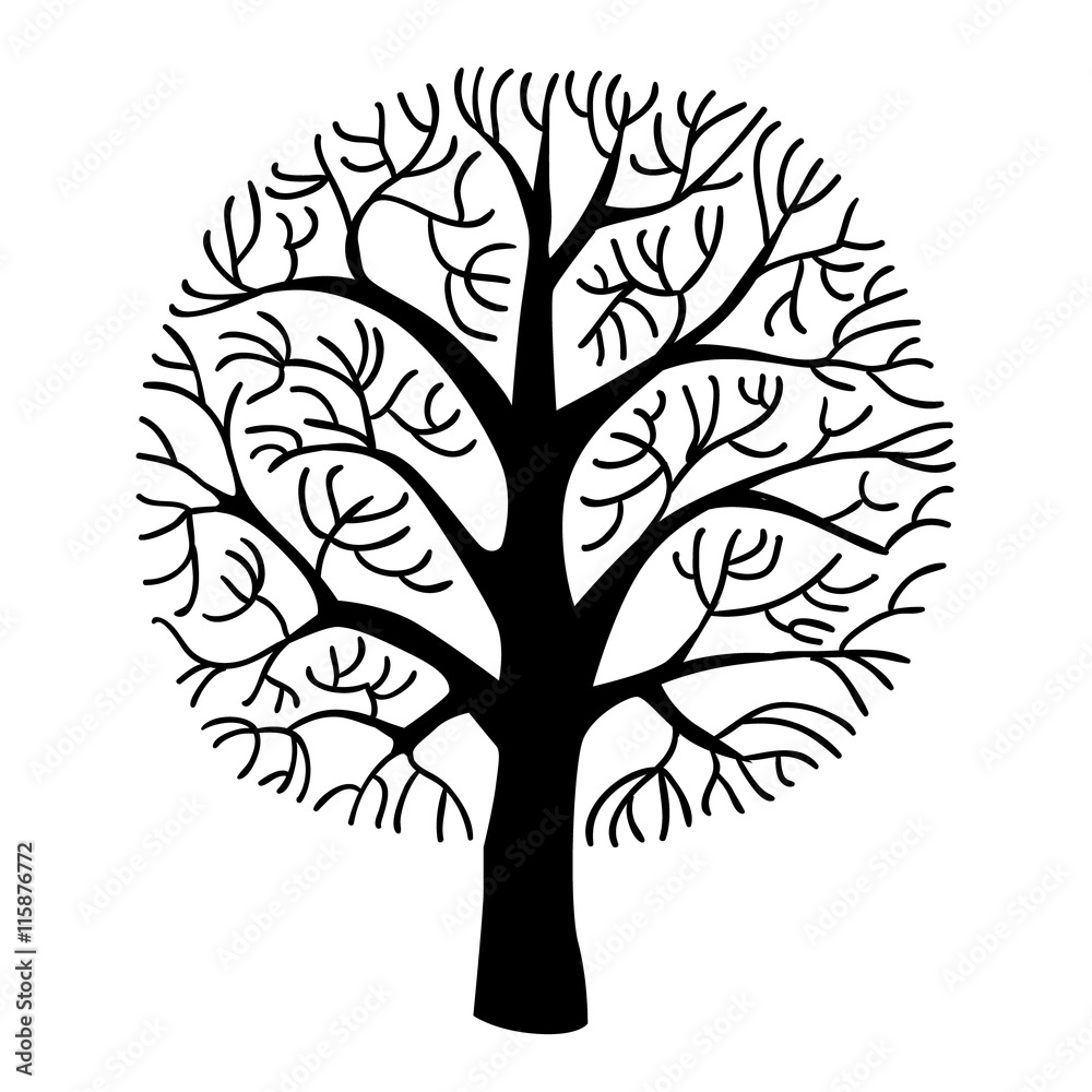 Obraz premium Tree silhouette. Vector illustration