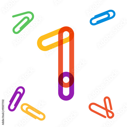 Number one logo formed by paper clip.