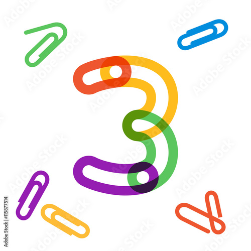 Number three logo formed by paper clip.