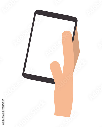 flat design hand holding modern cellphone icon vector illustration