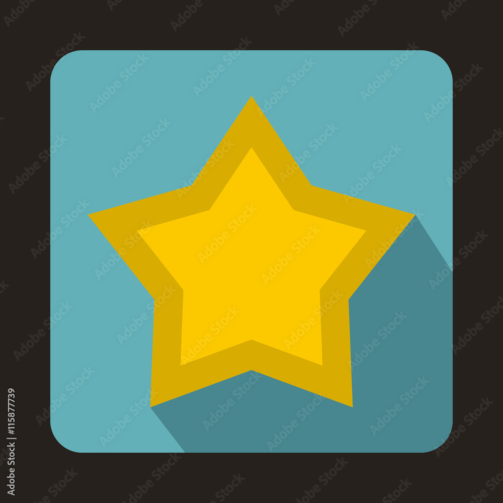 Star icon in flat style on a baby blue background