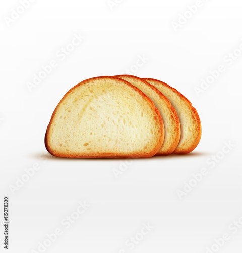 Vector bread. Pieces of long loaf isolated on white background