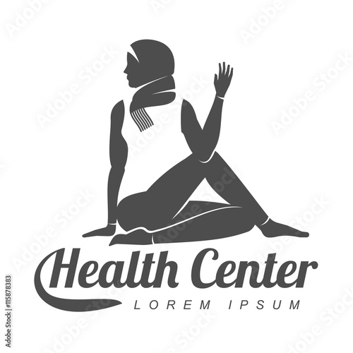 Aerobic logo with muslim woman