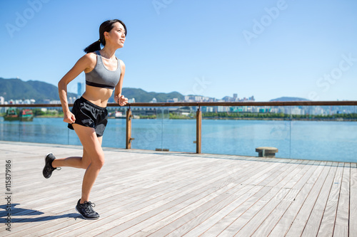 Woman practice running in the morning