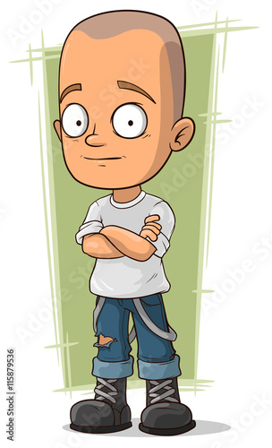 Fotografie Cartoon skinhead in jeans with suspenders