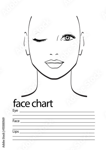 Face chart Makeup Artist Blank. Template. Vector illustration.