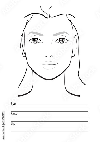 Face chart Makeup Artist Blank. Template. Vector illustration.