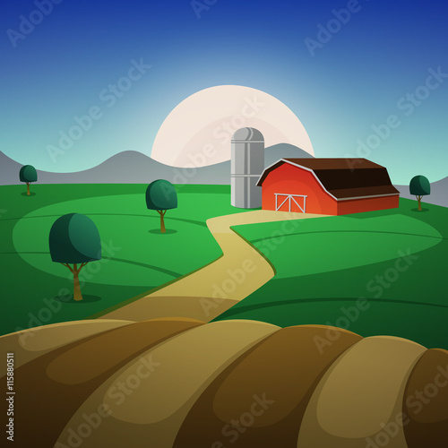 Night Farm Landscape