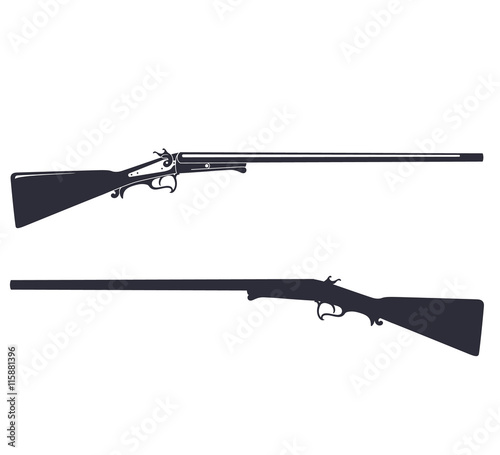 Vintage hunting rifle, isolated on white