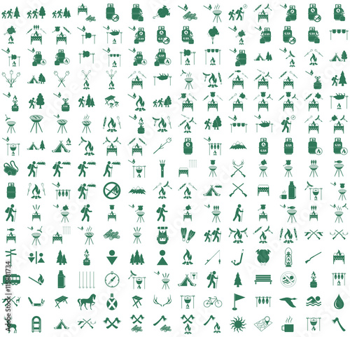 Set of camping equipment icons. Vector illustration