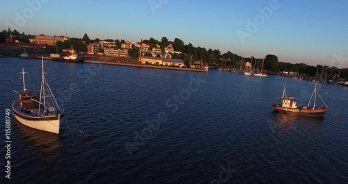 Aerial view on the city of Tammisaari, Finland at a summer evening photo