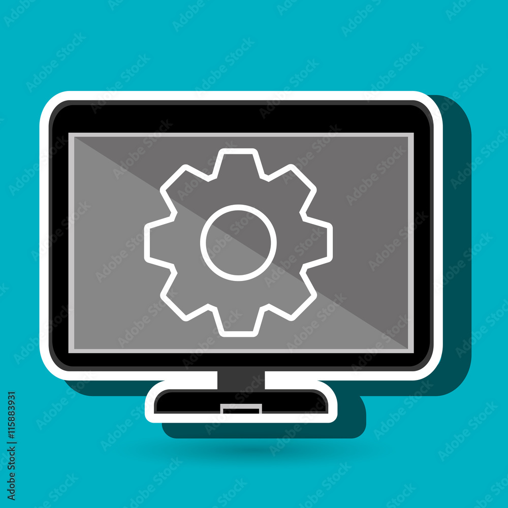 laptop blue gear isolated icon design, vector illustration graphic laptop blue gear isolated icon design, vector illustration graphic