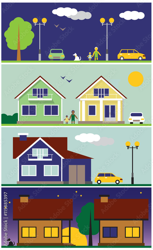 illustration streets and houses